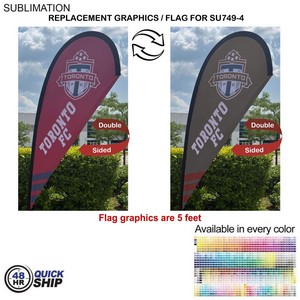 48Hr Quick Ship -Replacement Flag for 7.5' Small Tear Drop Flag Kit, Full Color Graphics Double Side