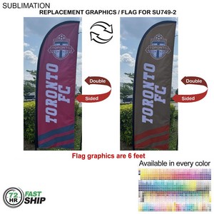 72Hr Fast Ship - Replacement Flag for 8.5' Small Feather Flag Kit, Full Color Graphics Double Sided