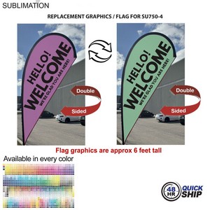 [SU850-12] 48Hr Quick Ship - Replacement Flag for 9' Small Tear Drop Flag Kit, Full Color Graphics Double Sided