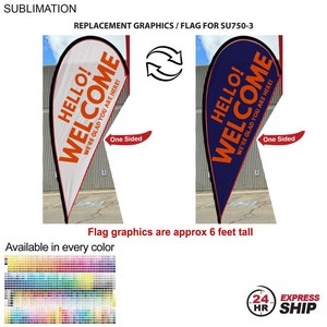 [SU850-15] 24Hr Express Ship - Replacement Flag for 9' Small Tear Drop Flag Kit, Full Color Graphics One Side