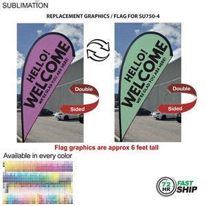 [SU850-8] 72Hr Fast Ship - Replacement Flag for 9' Small Tear Drop Flag Kit, Full Color Graphics Double Sided