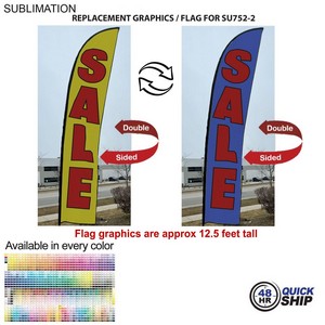 [SU852-10] 48 Hr Quick Ship - Replacement Flag for 15' Large Feather Flag Kit, Full Color Graphics Double Sided