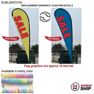 [SU852-15] 24Hr Express Ship- Replacement Flag for 13.5' Large Tear Drop Flag Kit, Full Color Graphics One Side