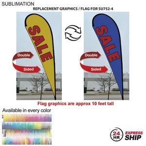 24Hr Express - Replacement Flag for 13.5' Large Tear Drop Flag Kit, Full Color Graphics Two Sided