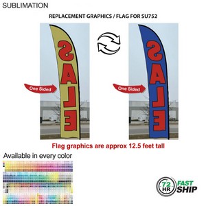 72Hr Fast Ship - Replacement Flag for 15' Large Feather Flag Kit, Full Color Graphics One Side
