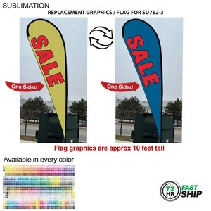 72Hr Fast Ship - Replacement Flag for 13.5' Large Tear Drop Flag Kit, Full Color Graphics One Side