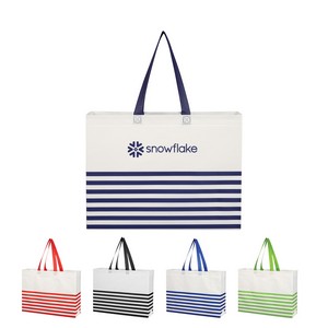 [3395] Non-woven Horizontal Stripe Tote Bag