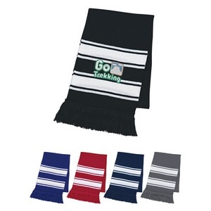 [1015] Two-tone Knit Scarf With Fringe