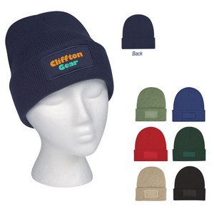 [1066] Patch Rpet Knit Beanie With Cuff