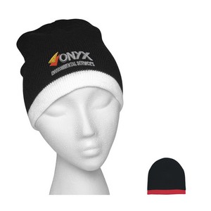 [1076] Knit Beanie With Stripe