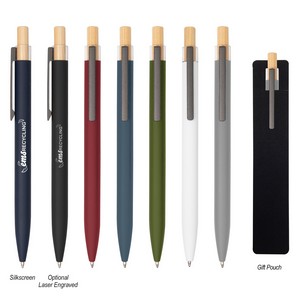 [11989] Recycled Aluminum Pen With Bamboo Plunger