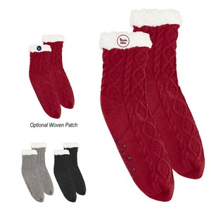 [15066] Cozy Cable Knit Slipper Socks