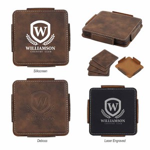 [2208] 4-piece Coaster Set With Holder