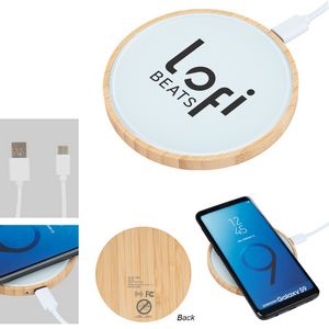 [28829] 10w Glass & Bamboo Wireless Charger