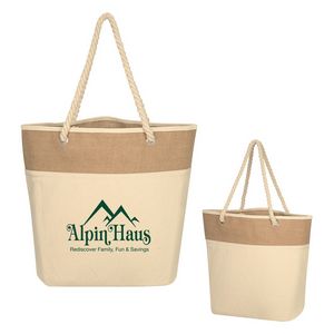 [3277] Burlap Rope Tote Bag