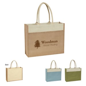 [3617] Jute Tote Bag With Front Pocket