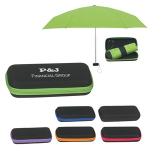 [4027] 37" Arc Telescopic Folding Travel Umbrella With Eva Case