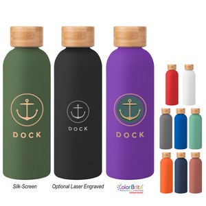 17 Oz. Blair Recycled Stainless Steel Bottle With Bamboo Lid