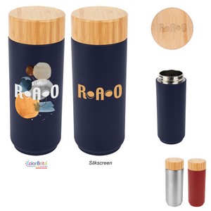 [50145] 16 Oz. Stainless Steel Lexington Bottle With Bamboo Lid