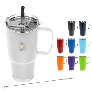[50158] 30 Oz. Lisbon Stainless Steel Tumbler With Straw