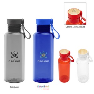 [50311] 20 Oz. Case Rpet Bottle With Bamboo Accent Lid And Silicone Easy Carry Handle