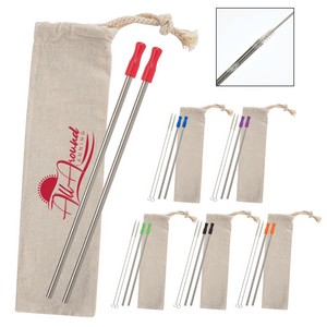 [52022] 2-pack Stainless Straw Kit With Cotton Pouch