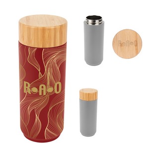 16 Oz. Full Color Stainless Steel Lexington Bottle With Bamboo Lid