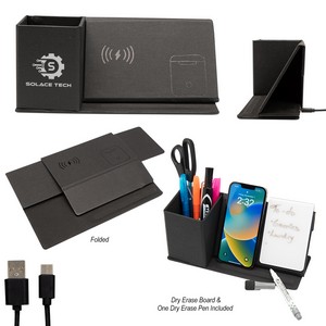[55237] Wireless Charging Desk Organizer With Dry Erase Board