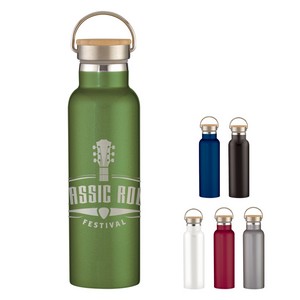 [56330] 21 Oz. Full Laser Tipton Stainless Steel Bottle With Bamboo Lid