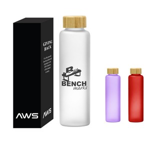 [6062] Aws 20 Oz. Belle Glass Bottle With Bamboo Lid