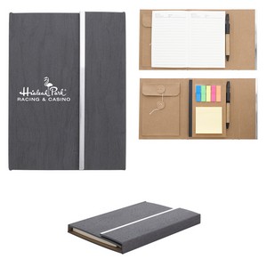 Woodgrain Padfolio With Sticky Notes And Flags