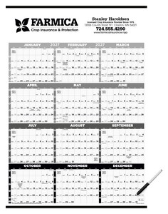 Triumph® Calendars Black & White Time Management Span-A-Year Laminated w/Marker Calendar