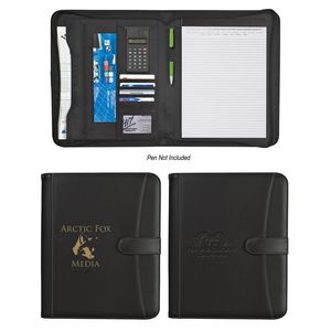 [6444] Pebble Grain Zippered Portfolio With Calculator