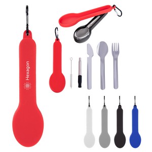 [75023] Travel Utensil Set With Silicone Holder
