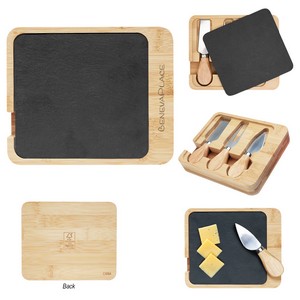 [75069] Slate & Bamboo Cheese Server Set