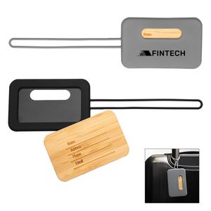 [9755] First Class Bamboo & Silicone Luggage Tag