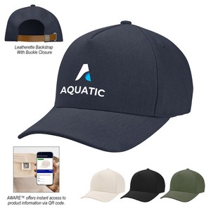[15069] Aware™ Recycled Cotton Cap With Leatherette Backstrap