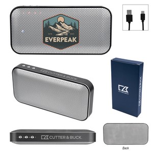 [25635] Cutter & Buck® Aluminum Suede Speaker And Power Bank
