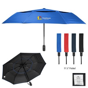 [45019] 42" Telescopic Folding Umbrella With 100% Rpet Canopy