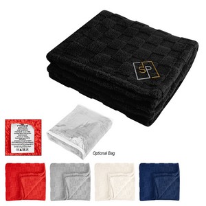 [8082] Rpet Checkered Sherpa Blanket