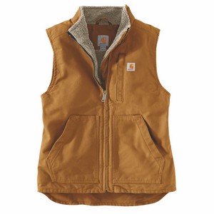 Carhartt Women's Loose Fit Washed Duck Sherpa Lined Mock Neck Vest