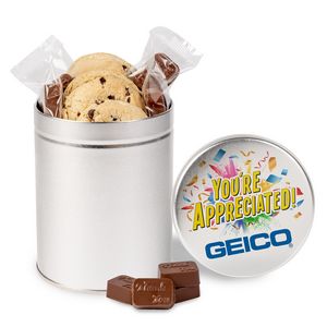 [1QT-FBTR-K] Molded Chocolate and Chocolate Chip Cookie Tin II