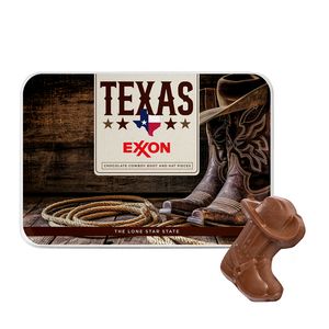 [325-TXS-K] Gift Tin with Cowboy Boot and Hat Chocolates