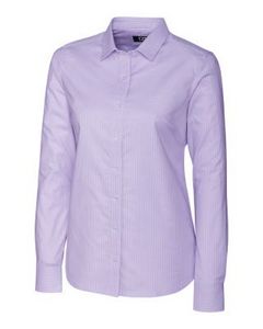 [LCW00004] Cutter & Buck Stretch Oxford Stripe Womens Long Sleeve Dress Shirt