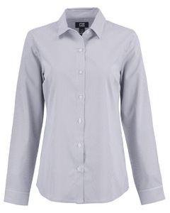 [LCW00021] Cutter & Buck Skyline Eco Recycled Pinstripe Womens Long Sleeve Dress Shirt