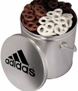 [8SL-K] 1 Gallon Tin w/ Mini Milk Chocolate, Dark Chocolate & Yogurt Pretzels