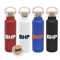 [DRK1670-K] 20 Oz. Satin Vacuum Bottle w/Bamboo Lid