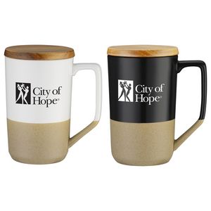 15 Oz. Ceramic Mug Wood Lid