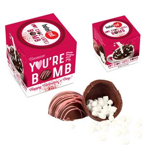 Valentines Day Hot Chocolate Bomb With Pink Drizzle In Gift Box