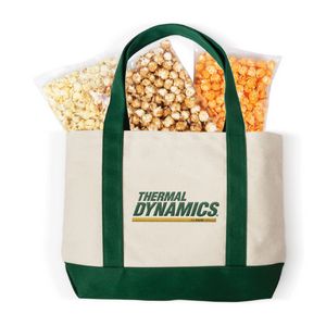 [KT301-K] Embroidered Canvas Boat Tote Bag Gift Set w/Popcorn